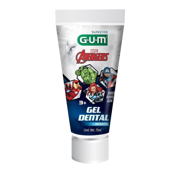 Gel dental GUM Avengers infantil sabor bubble gum 75 ml