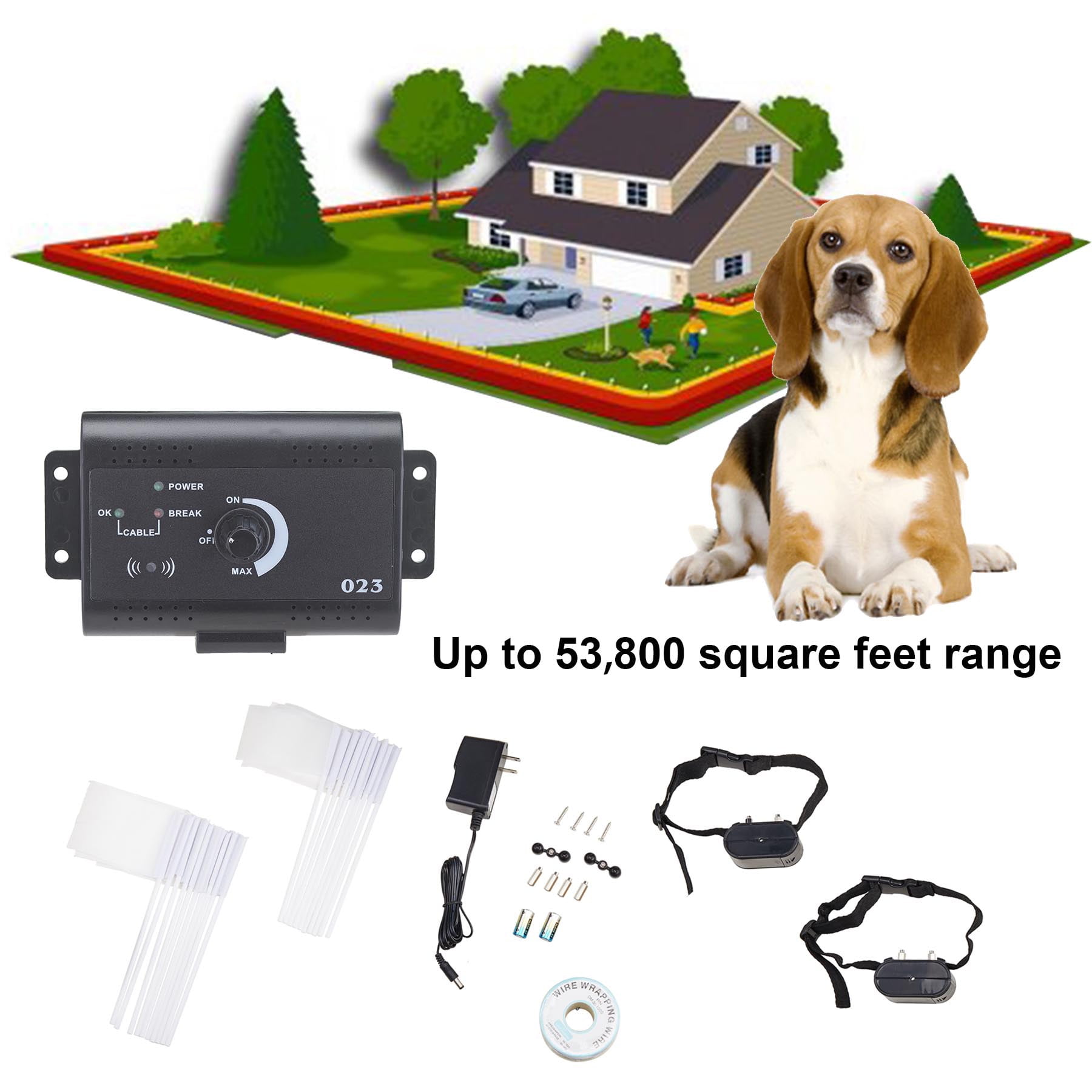 Underground Electric Dog Fence System Waterproof Shock Collars For 2 /3 Dogs 