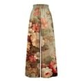 thumbnail image 4 of WTOBBY Women's Casual Flowy High Waisted Wide Leg Pants with Pockets Featuring Floral Print,Beach Trousers Perfect for Beach Activities, Poolside Lounging and Summer Waterfront Fun,Orange L, 4 of 4