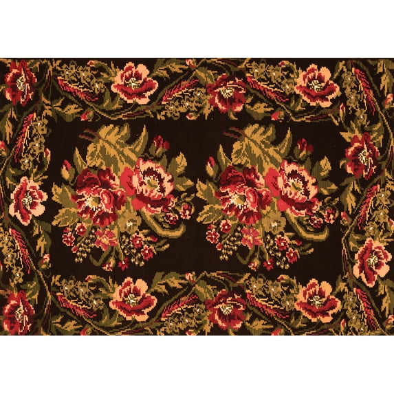 Ahgly Company Indoor Rectangle Medallion Orange French Area Rugs, 5' x 7'