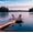 Lake Dock Chairs, variant on Elephant Stock Sunrise In Jordan Pond In Acadia Wall Art - Horizontal Multi Panel Canvas - Living Room Wall Decor - Nature Multi Panel - Blue And Orange Decor By Scott Stulberg - 23" x 14"