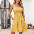 thumbnail image 5 of SOMER Women’s Summer Dresses Midi Sundress Square Neck with Pocket Sleeveless Boho High Waist A-Line Flowy Dress Casual Beach Vacation Yellow XL, 5 of 7