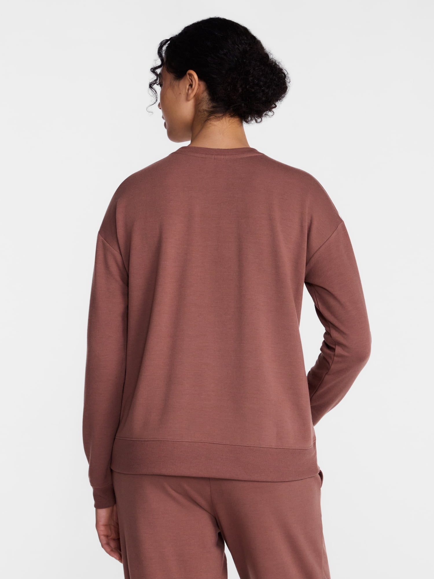 Joyspun Women's Fleece Lounge Sleep Top with Long Sleeves, Sizes XS-3X