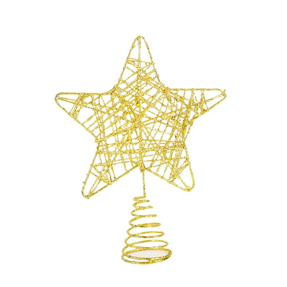 Hollow Star-Shaped Christmas Tree Topper, Iron Material With Glitter Finish, Durable Reusable,Suitable For 4-10Ft Trees Indoor Outdoor