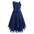 thumbnail image 2 of CHICTRY Girls Chiffon Festive Dress Wedding Sleeveless Flower Girl Dress with 3D Flowers for Holiday Birthday Party Navy Blue 12, 2 of 7