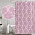thumbnail image 5 of Pink Morocco Shower Curtain, Waterproof Shower Curtains for Bathroom, Moroccan Boho Ethnic Abstract Grid Art Washable Fabric Bathtub Curtain Set Bath Decor with 12 Hooks Extra Long 72"x96", 5 of 8
