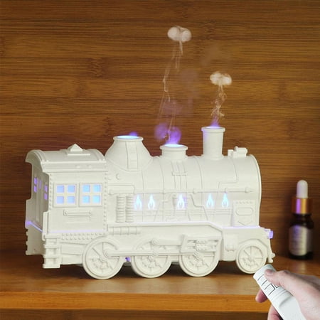 Vintage Steam Train Aromatherapy Essential Oil Diffuser Humidifier 300ML Train Diffusers for Essential Oils with Remote with Dual-Color LED Light -Quiet and Auto Shut-Off for Home Office