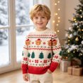 thumbnail image 2 of Boys Christmas Teddy Bear Sweater,Long Sleeve Crew Neck Fair Isle Knit Pullover Top for 2-7 Years, 2 of 5