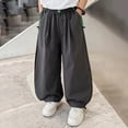 thumbnail image 2 of Glisme Little Boys Pants Solid Color Elastic Waist With Pockets Autumn Casual Boys Sports Trousers Size 5-6 Years, 2 of 3