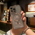 thumbnail image 2 of for iPhone 15 Pro Max Case Magnetic Clear with Camera Lens Protector MagSafe Electroplated Silicone Dust-Proof Net Shockproof Protective Phone Case Cover 6.7 Inch - Nature Titanium, 2 of 6