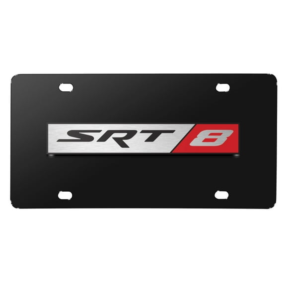 SRT-8 Logo 3D Logo on Black Stainless Steel License Plate for Dodge Jeep RAM