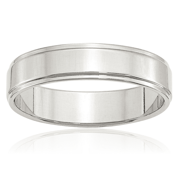 925 Sterling Silver 5mm Step Edge Plain Classic Wedding Band Ring