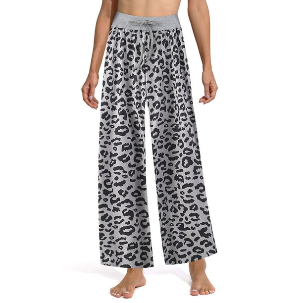 Sexy Dance Pantalones de salón Palazzo de talla grande para mujer, pantalones de pijama informales holgados de leopardo, ropa de dormir