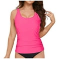 thumbnail image 3 of TOWED22 Women's Tankini Top Only Elegant Ruffle Detail Tankini Swim Top for Women Modest Bathing Suit Swimwear Top No Bottom（Hot Pink,L）, 3 of 8