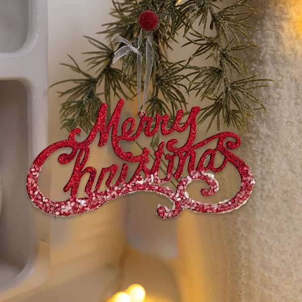 Decoraciones navideñas, adornos navideños, medalla con letras navideñas para colgar, corona navideña original para colgar, adornos navideños para el árbol de Navidad, letrero de plástico con el alfabe