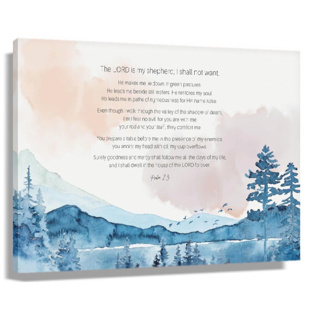 Psalm 23 Bible Verse Wall Art Mountain Landscape Wall Art Decorations ...