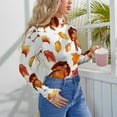 Long Sleeve Bodysuit for Women Thanksgiving Turkey Leaves Turtle Neck