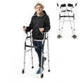 thumbnail image 1 of Gymax Déambulateur Pliant Cadre de Marche Ajustable Aide à la Marche en Aluminium avec Roues Argent, 1 of 10
