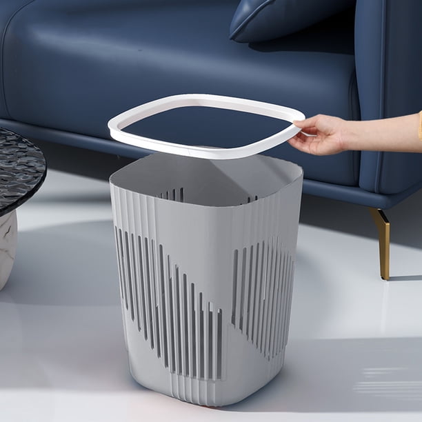 Fiudx Ofertas relámpago Bote de basura para cocina, latas de papel huecas y prácticos botes de basura de plástico sin tapa para sala de estar, dormitorio, hogar con anillo de presión