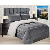 Mocassi Down Alternative Sherpa Comforter with Shams , TwinXL, Grey
