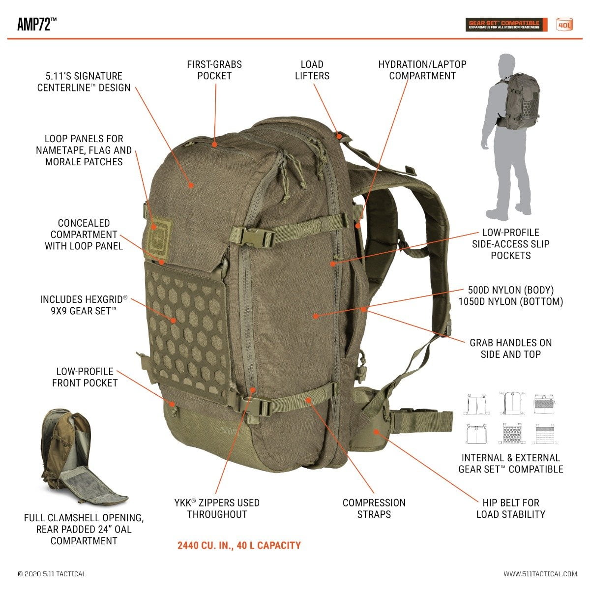 22150円 好評 5.11 Tactical AMP24 Essential Backpack Includes Hexgrid 9x9 Gear Set 32 L 並行輸入品