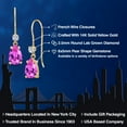 thumbnail image 2 of Gem Stone King 14K Yellow Gold Pink Created Sapphire and Lab Grown Diamond Earrings for Women | 2.09 Cttw | Gemstone September Birthstone | Pear Shape 8X5MM, 2 of 6
