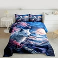 thumbnail image 2 of Homewish 3pcs Kids Jungle Wolf Comforter Set, Full - Pink Blossoms (Galaxy), 2 of 8