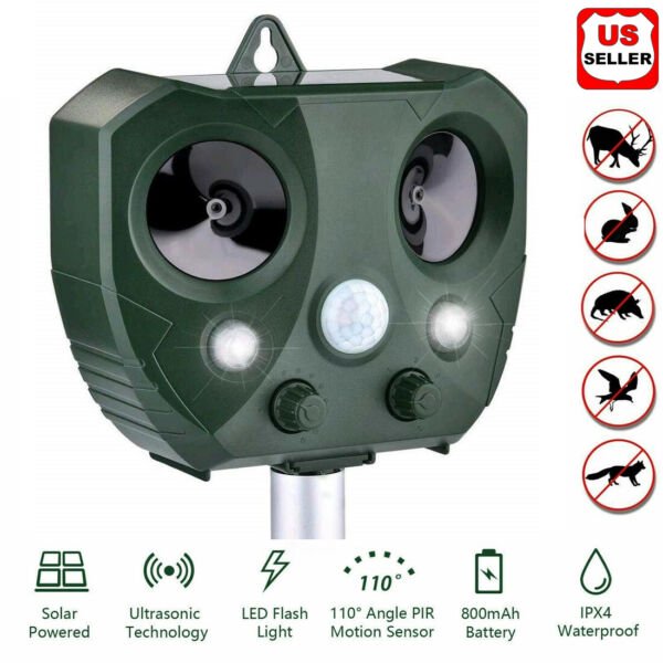 Upgraded Solar Ultrasonic Animal Repellent Dog Cat Skunk Deer Raccoon Repellent Walmart Com
