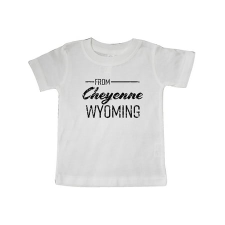 

Inktastic From Cheyenne Wyoming in Black Distressed Text Gift Baby Boy or Baby Girl T-Shirt