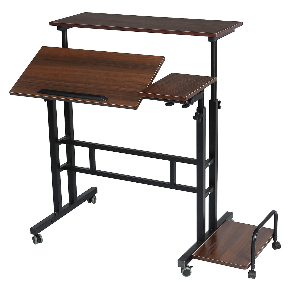 Mobile Stand Up Desk, Adjustable Laptop Desk with Wheels Host Storage ... Portable Workstation On Wheels