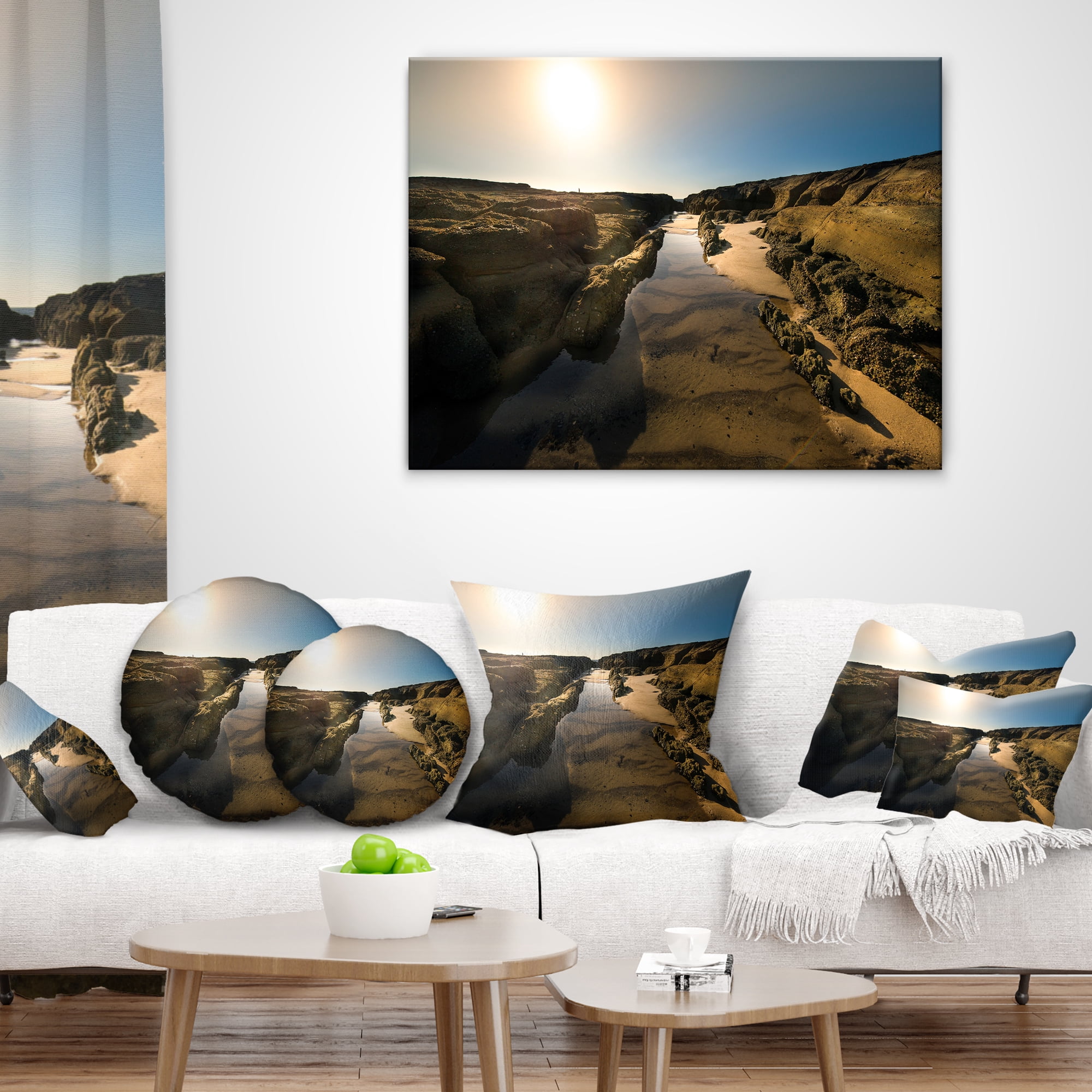 Designart Beautiful Landscape at Norah Head - Landscape Printed Throw Pillow - 18x18