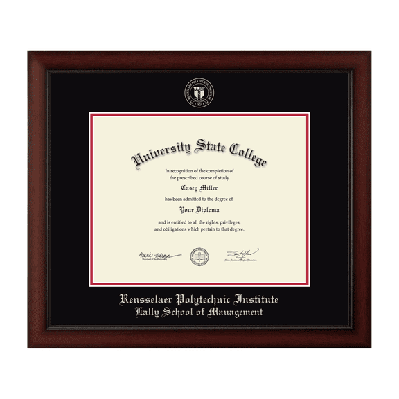 Framerly - RPI Management Diploma Frame with Black and Red Mat