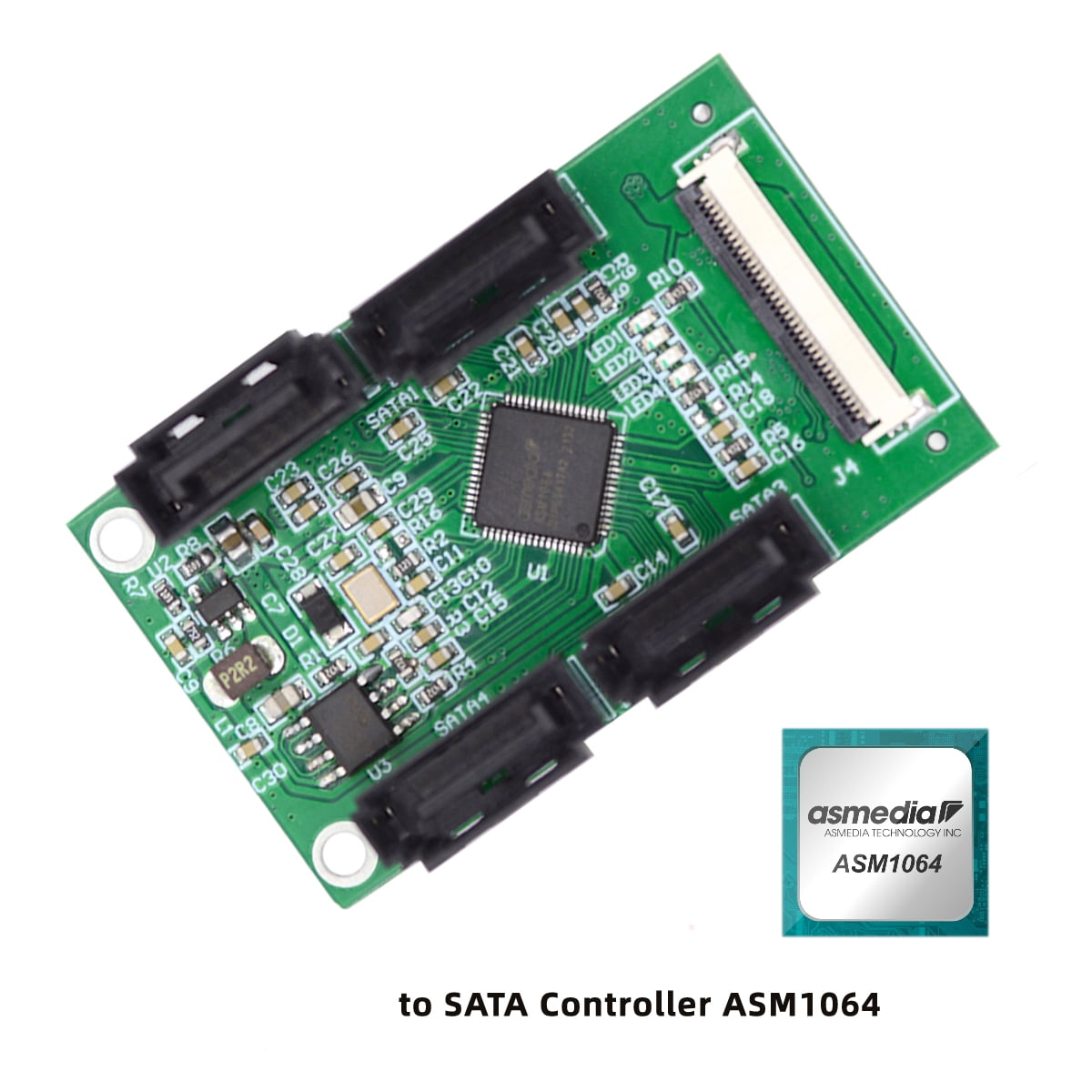 Chenyang Mini PCI-E PCI Express & NGFF A+E Key to SATA 3.0 Four Ports Adapter Cable 6Gbps Hard Drive Extension Card for SSD