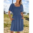thumbnail image 2 of Minivestido casual ZESICA 2025, verano, con volantes ondulados, azul, 2 of 6