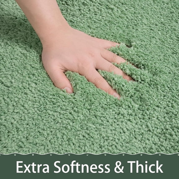 RYJUYJ-Luxury Long Bathroom Runner Rug, 24x36 Inch Thick Soft and Absorbent Microfiber Non Slip Bath Mat, Rubber Backing Quick Dry Rugs Carpets, Machine Washable Plush Mats for Shower Floor, Green