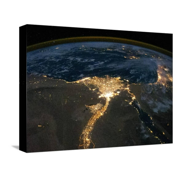 Art.com Night View of the Eastern Mediterranean Sea Stretched Canvas Print Wall Art, 16" x 12"