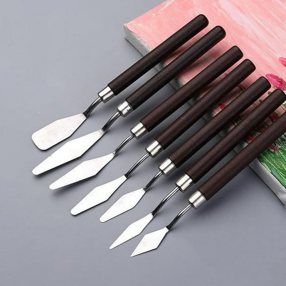 PXIWS 7Pcs/Set Stainless Steel Oil Painting Knives Artist Crafts Spatula Palette Knife Oil Painting Mixing Knife Scraper Art Tools