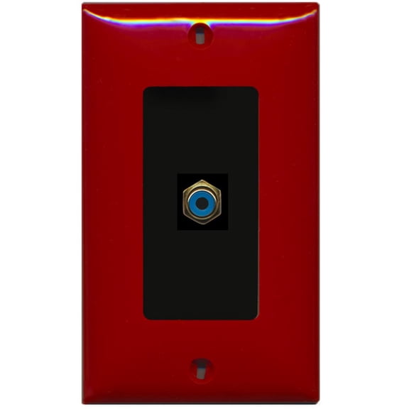 RiteAV - 1 RCA Blue for Subwoofer Audio Port Wall Plate Decorative - Red/Black