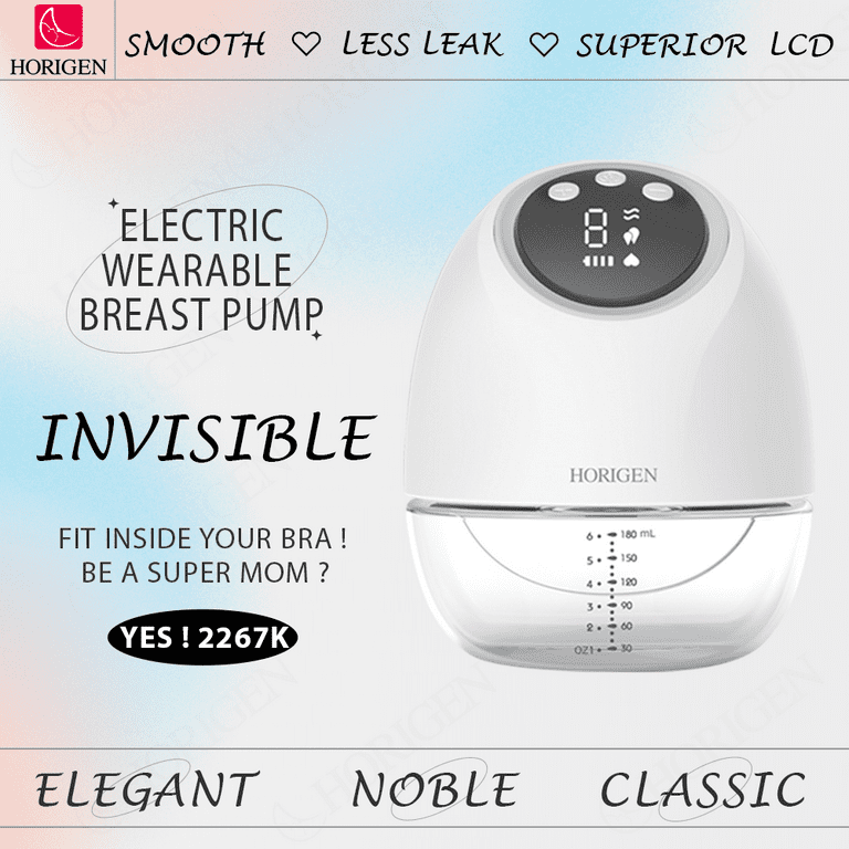 Horigen Breast Pump 2267K Single White Electric Wearable Breast Pump LCD Panel 4 Modes 10 Suction Levels 180ml Bottle Suit for Short Flat Inverted Horigen Breast Pump 2267K Single White Electric Wearable Breast Pump LCD Panel 4 Modes 10 Suction Levels 180ml Bottle Suit for Short Flat Inverted