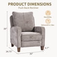 thumbnail image 3 of Bonzy Home Fabric Recliner Single Chair, Push Back Design with Retractable Footrest, Cushioned Seat & Solid Wood Legs, Accent Armchair for Bedroom & Living Room，Light Gray, 3 of 6