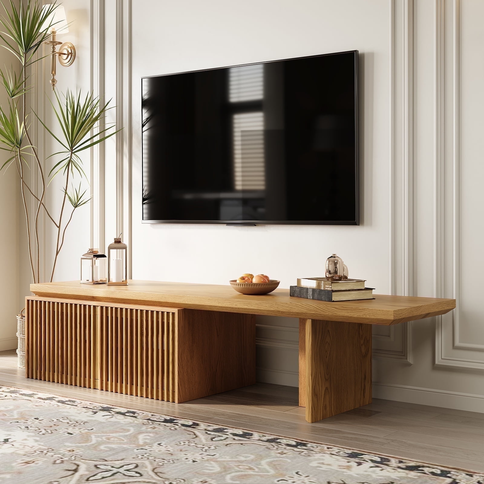 siu want ​​Extendable TV Stand with Storage for TVs Up to 100" - Adjustable Width (63.4"-94.5") Wood Color Media Console - Modern Entertainment Center for Living Room/Bedroom​