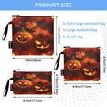 thumbnail image 3 of 3 Size Reusable Food Storage Bags Set Airtight Zipper Closure Lunch Snacks Travel Organizer Pumpkins with Carved Faces, 3 of 8