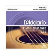 D'Addario Guitar Strings - Phosphor Bronze Acoustic Guitar Strings - EJ26 - Rich, Full Tonal Spectrum - For 6 String Guitars - Custom Light Custom Light, Pack