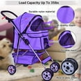 thumbnail image 3 of Dkelincs Pet Stroller- Folding Cat Stroller with Cup Holders, Waterproof, Purple, 3 of 7