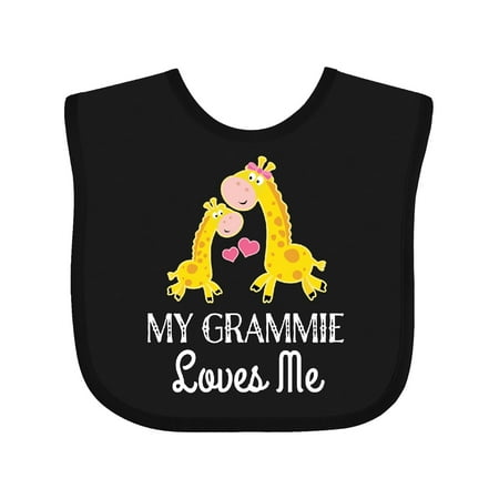 

Inktastic Grammie Loves Me Giraffe Grandchild Gift Baby Boy or Baby Girl Bib