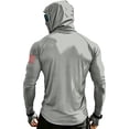 thumbnail image 4 of Zimjoy 4th of July Fishing Shirts for Men Patriotic America Flag Long Sleeve Shirt UPF 50+ UV Sun Protection Hoodie Tops Light Gray M, 4 of 5