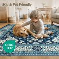 thumbnail image 4 of ODIKA 9'x12' Washable Area Rug Non-Slip, Chair-Friendly Entryway Scrolling Botanical Border Transitional Door Orientalisch for Dining Room, Basement, Large Office, 4 of 7