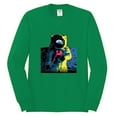 thumbnail image 2 of Wild Bobby, Colorful Cosmic Neon Astronaut Lunar Spaceman Moon Galaxy, Fashion, Men Long Sleeve Shirt, Kelly, Medium, 2 of 4
