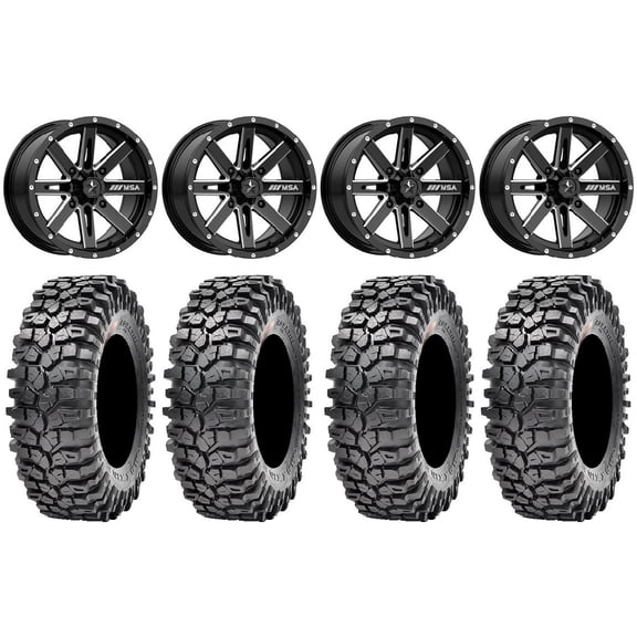 MSA Milled Boxer 15" UTV Wheels 32" Roxxzilla 396 Tires Polaris RZR XP 1000 / PRO XP / Ranger XP 900/1000