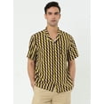 thumbnail image 2 of INSPIRE CHIC Men's Hawaiian Shirts Striped Button Down Short Sleeves Shirts Brown Yellow XL, 2 of 5
